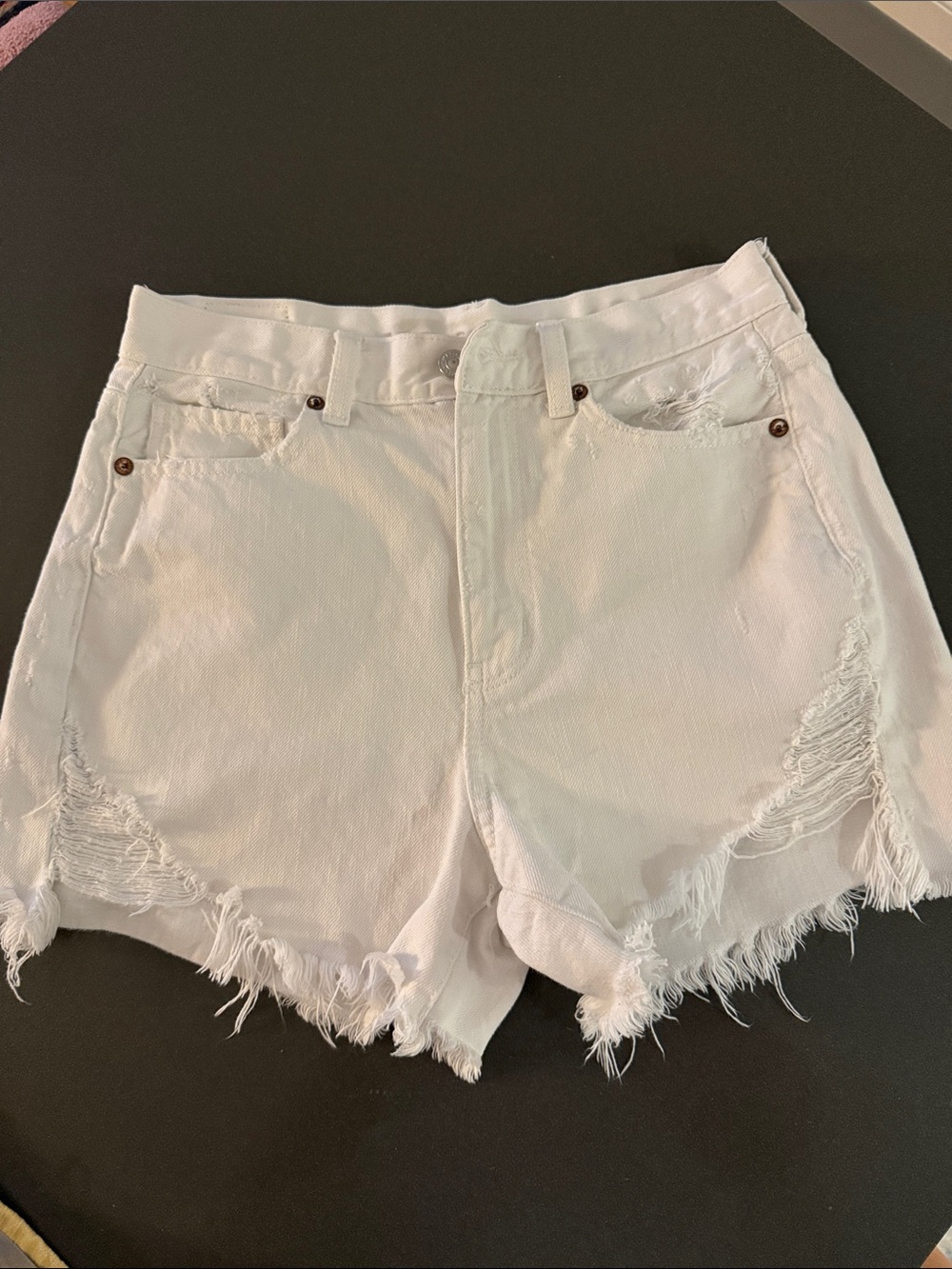 American Eagle High Rise White Jean Shorts